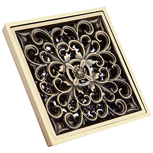 Kunst Geschnitzte antike Messing 10cm Duschboden Abfluss Badezimmer Abfall Abfluss Sieb Abdeckung Rost(Typ 1) von Mumusuki