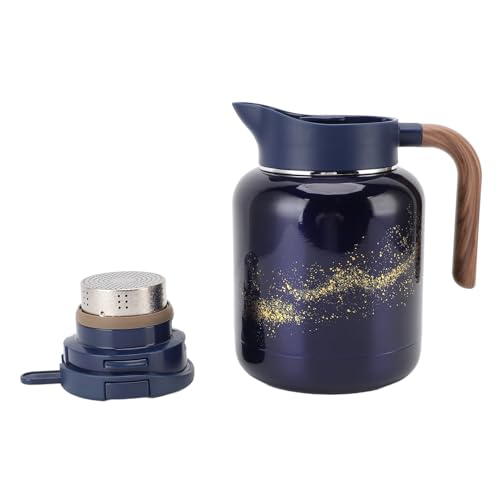 Mumusuki 1300 Ml Thermalkaffee Carafe mit Tee -Infuser, 304 Edelstahl -Ti -Legierungs -Digitale Display Isolierter Teekanne mit Rotierbarem Basis Heißgetränkspender für Heimbüro von Mumusuki