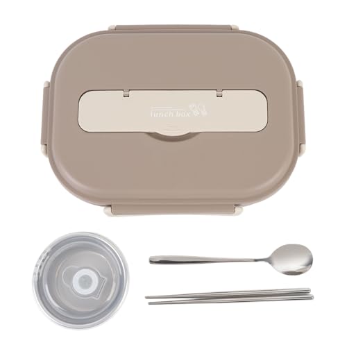 Mumusuki 1500 Ml Lunchbox, Multi -Fächer 316 Edelstahl -Mittagessen mit Suppenschüssel Löffel Stäbchen Wiederverwendbares Mikrowavierbares Lebensmittelbehälter für die Schulreise für die (BROWN) von Mumusuki