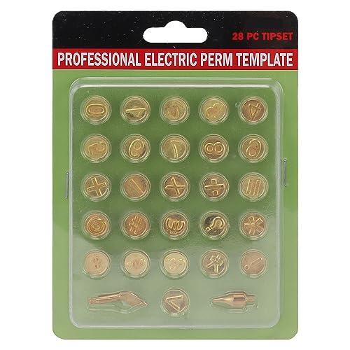 Mumusuki 28 Teiliges Ersatz der Lötkolbenspitze, Messing-Zahlen-Lötspitzen-Set, Schablonen zum DIY Prägen und Schnitzarbeiten, Holz Brennen Löten Tipps Schnitzwerkzeug Set Brennen Zubehör von Mumusuki