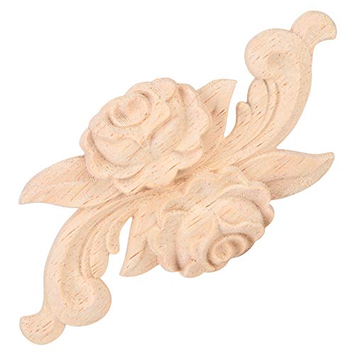 Mumusuki 4 Stück Holzblume Geschnitzte Ecke Onlay Applique Türschrank Vintage Style Möbel DIY Home Tür Wandschrank Rahmen Dekor(E) von Mumusuki