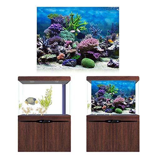 Mumusuki Aquarium Poster Unterwasser Marine Korallen Aquarium Hintergrund Poster Verdicken PVC Adhesive Static Cling Hintergrund Dekorative Papier Cling Decals Aufkleber(122 * 46cm) von Mumusuki