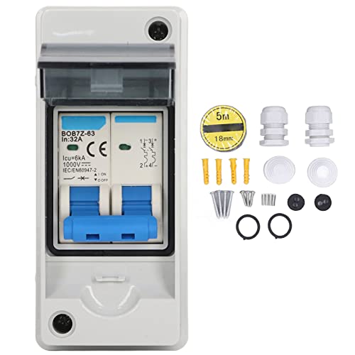 Mumusuki DC Miniature Circuit Breaker, Bob7z 63 32a 1000V 6Ka IP65 Water Proof DIN Rail Mount Solar -Trennschalter für Zuhause, Wohnmobil, Batterie, Industrielle Elektrische Systeme von Mumusuki