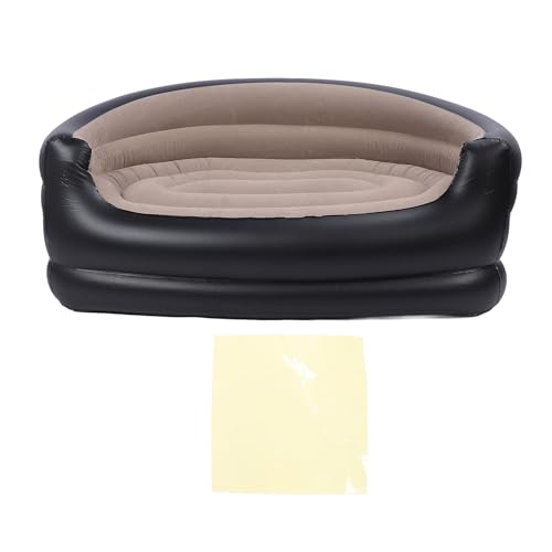 Mumusuki Doppelblasbare Sofa -Hochwasserschutz PVC- und Samtluftcouch für Paare, Tragbarer Blow -up -Lounge -Stuhl für Innen Im Freien Im Freien, Strandcamping -Picknick (74,08oz, W (Brown) von Mumusuki