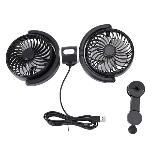 Mumusuki Doppelkopfauto -Lüfter für den Rücksitz, 360 Grad Rotatable Fahrzeug Heck -Kopfstützen -Lüfter Elektrofahrzeug Montiert USB -Kühlventilator für Dashboard SUV RV LKW Limousine von Mumusuki