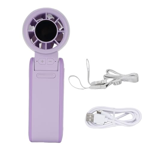 Mumusuki Handheld Mini -Lüfter, Ruhiger USB Wiederaufladbares LED Digital Display Klappbarer Kleiner Taschenlüfter Tragbarer Lüfter für Reisebüros -Einkaufsgeschenke Camping Geschenke (PURPLE) von Mumusuki