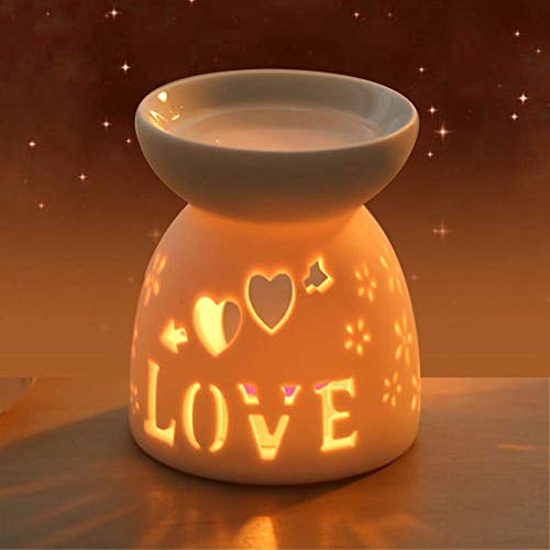 Keramik Teelicht Kerzenhalter Ölbrenner, Nacht Duftlampe Aromatherapie Wachs Kerze Torte Brenner Wärmer Diffusor für Salon Schlafzimmer(Liebe) von Mumusuki