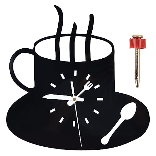 Mumusuki Küchen-Kaffee-Dekor-Wanduhr, Acryl, 3D-Moderne Kunst, Heim-DIY-Uhr, Abnehmbare Leise Uhren für Küche, Büro, Kaffee, Ecke, Café, Geschäft, Raumdekoration von Mumusuki