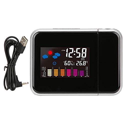Mumusuki Multifunktionaler LCD-Projektionswecker Farbbildschirm Elektronischer Wecker Projektionswetter von Mumusuki