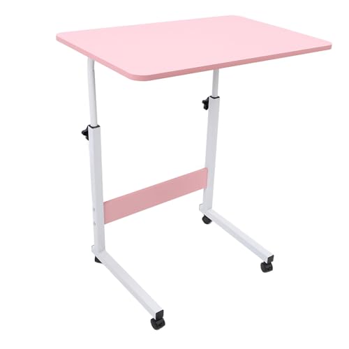 Mumusuki Nachttisch mit Rädern, Hochverstellbare Mobile TV -Tabletttisch Vielseitige Hölzerne C -förmige Bewegliche Endtisch für Home Dorm Apartment Hospital Nutzung (PINK) von Mumusuki