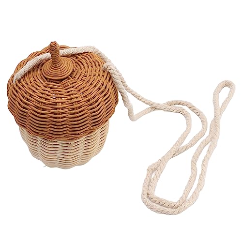 Mumusuki Rattan Gewebte Korbtasche, Handgefertigter Korb in Eichelform, Umhängetasche für Kinder (Kleine Umhängetasche) von Mumusuki