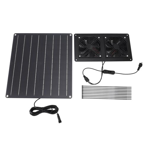 Mumusuki Solar Auspuff Dual -Lüfter -Kit, 12 V 20W Solarpanel mit Lüfter oder Abluftlüfter mit Schalterkontrolle für Hühnerkoops, Gewächshäuser, Schuppen mit Schalter. von Mumusuki