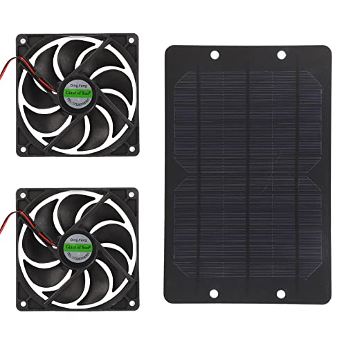Solar Panel Fan Kit, 12V 10W 2A Silikon Kunststoff Solarbetriebener Dual Fan Wetterfester Abluftventilator für Hühnerstall Gewächshaus Haustierhaus von Mumusuki