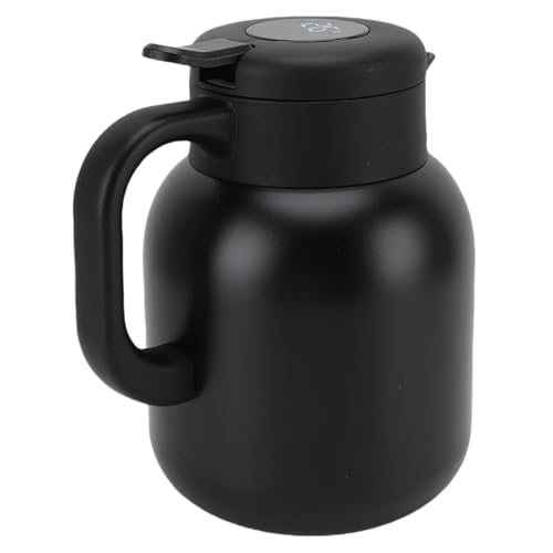 Mumusuki Thermische Kaffee Karaffe mit Infuser, 1500ml Temperatur Digital Anzeige Vakuum Isolierte Teekanne mit Druckknopf für Kaffee Tee Milch Getränke (BLACK) von Mumusuki