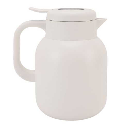 Mumusuki Thermische Kaffee Karaffe mit Infuser, 1500ml Temperatur Digital Anzeige Vakuum Isolierte Teekanne mit Druckknopf für Kaffee Tee Milch Getränke (WHITE) von Mumusuki