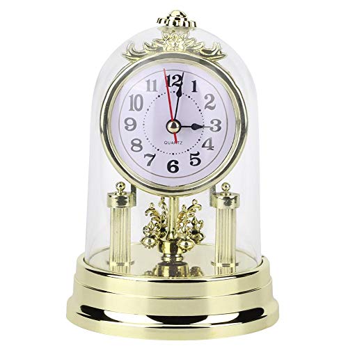 Mumusuki Tischuhren, Standuhr Nostalgisch Deko Vintage Wohnzimmer Uhr mit Haube Kunststoff Uhr zum Hinstellen als Kaminuhr Antik Drehpendeluhr Deko Geschenk (Gold) von Mumusuki