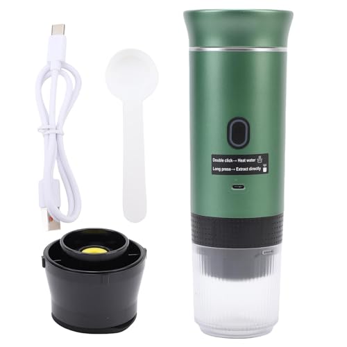 Mumusuki Tragbare Kaffeemaschine, 20 Bar Hochdruck und USB-C Wiederaufladbar, 3-in-1-Kapsel Ground Brewer 72W 120 Ml für Reisen Im Freien nach Hause (GREEN) von Mumusuki