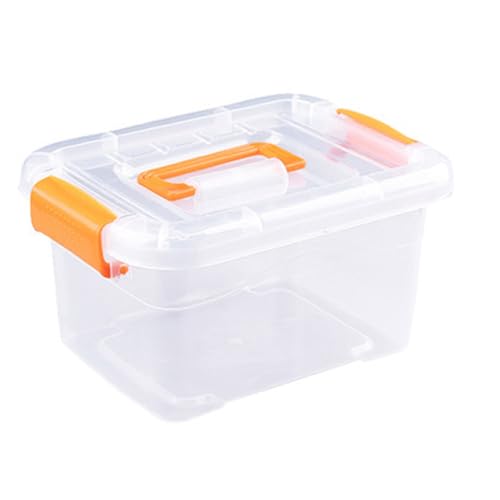 Mumusuki Transparente Stapelbare Kunststoff-Aufbewahrungsbox für Spielzeug und Kleidung, Staubdichter Behälter mit Großem Fassungsvermögen, Organisation mit Staubschutz (ORANGE) von Mumusuki