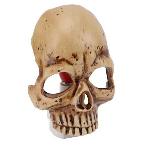 Totenkopf-Lampe, Harz-Helligkeit, Verstellbares Skelett-Nachtlicht, in die Wand Steckbar, Skelett-Statue-Lampe für Spielzimmer, Party, Halloween, Horror-Dekoration, Geschenk von Mumusuki