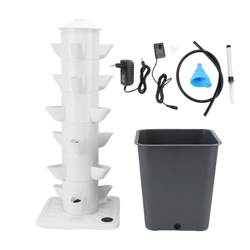 Vertikales Hydrokultur-Anbausystem-Set, Platzsparender Hydrokulturturm aus ABS mit 18 Löchern und 10-Liter-Wassertank, Pflanzenkeimungsset für den Indoor-Gartenbau von Obst und von Mumusuki