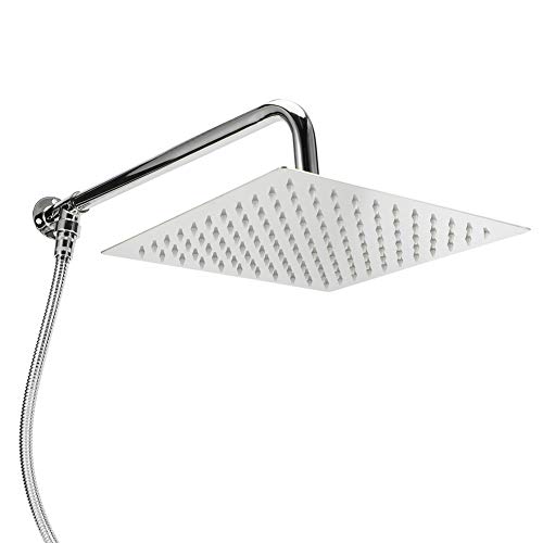 Wanddusche, Badezimmer-Dusche, Wandmontage, Regendusche, Edelstahl-Badezimmer-Regendusche-Zubehör (Quadratdüse 10 Zoll Set) von Mumusuki