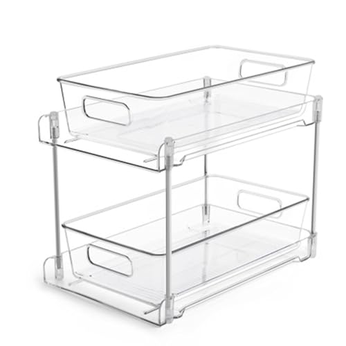 Mumuve Küchen Organizer Spülbecken Organizer Schiebeschrank 2 Etagen Durchsichtiger Badezimmer Organizer Aufbewahrungsbehälter Behälter Für Küche Zuhause Unter Der Spüle Küchenregal von Mumuve