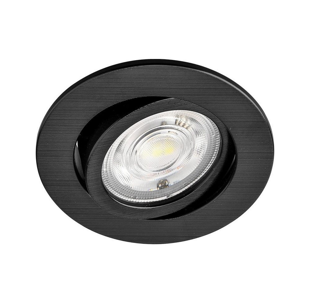 Mundotec LED Einbauleuchte 5w LED Einbaustrahler Einbauleuchte schwarz weiß, 5w, 400 Lumen, Kaltweiß, 9x2,35cm, Schwarz, Lochmaß: 7cm, IP40, schwenkbar von Mundotec