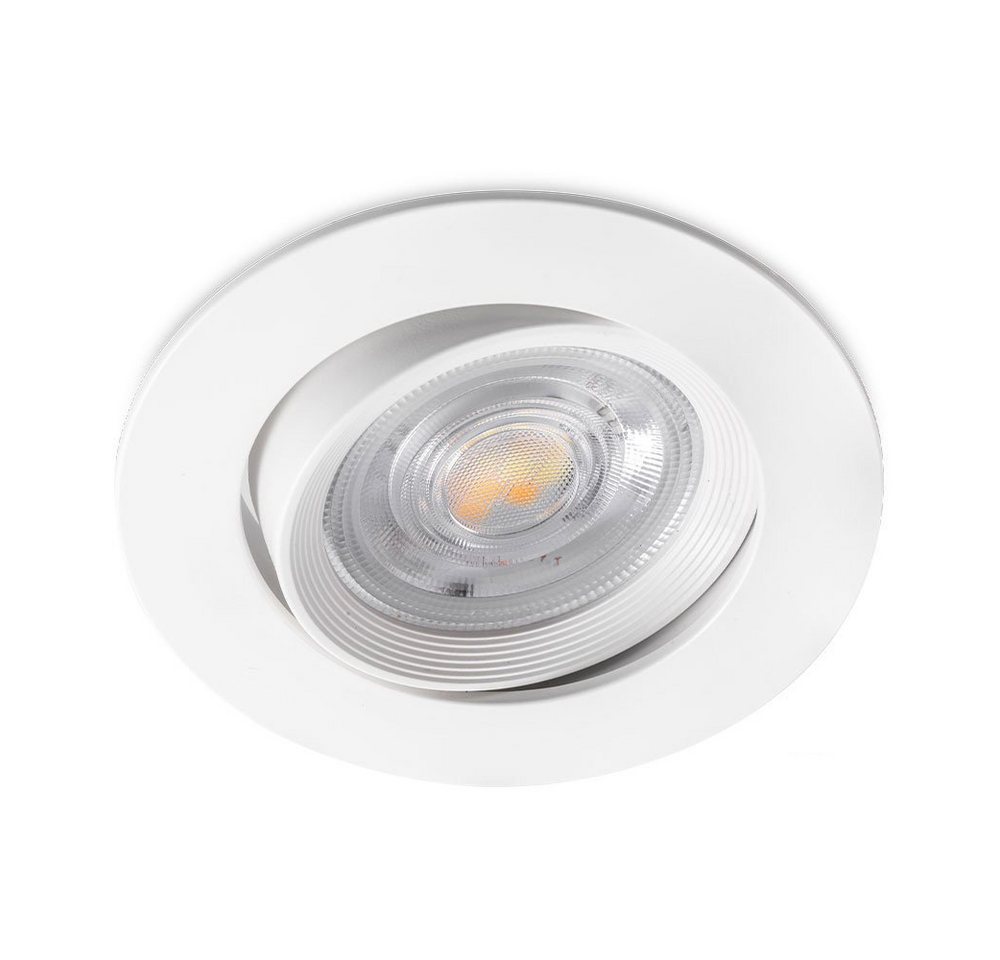 Mundotec LED Einbauleuchte 5w LED Einbaustrahler Einbauleuchte schwarz weiß, 5w, 400 Lumen, Kaltweiß, 9x2,35cm, Weiß, Lochmaß: 7cm, IP40, schwenkbar von Mundotec