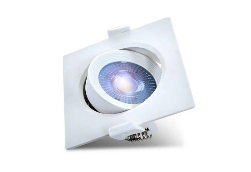 Mundotec LED-Leuchtmittel LED 5W COB Einbaustrahler 38° Grad Schwenkbar 90x90mm Eckig Warmweiß von Mundotec