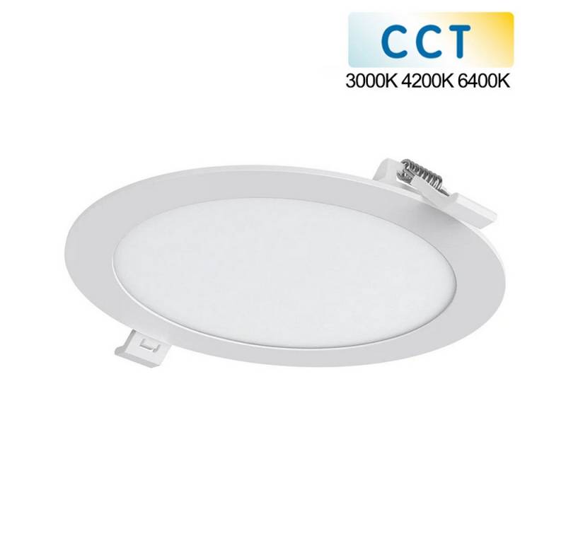 Mundotec LED Panel LED CCT Panel Einbaupanel Einbauleuchten Slim-Panel 3 bis 23w, CCT 3000K 4200K 6400K, 12w, 1160 Lumen, CCT 3000K 4200K 6400K, Rund, Kunststoff, IP20 von Mundotec