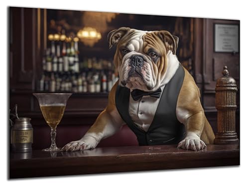 Munera Design - Bild 30x40 - Bulldogge Tresen - Wand-Bilder Wohnzimmer von Munera Design