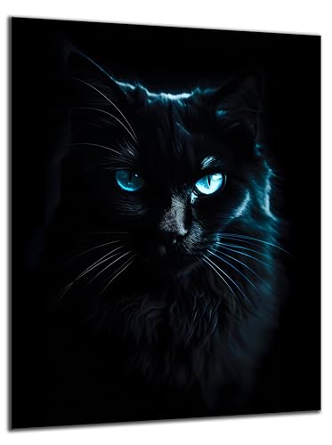 Munera Design - Bild 30x40 - Katzen-Bilder mystisch schwarze Katze - Wand-Bilder Wohnzimmer von Munera Design