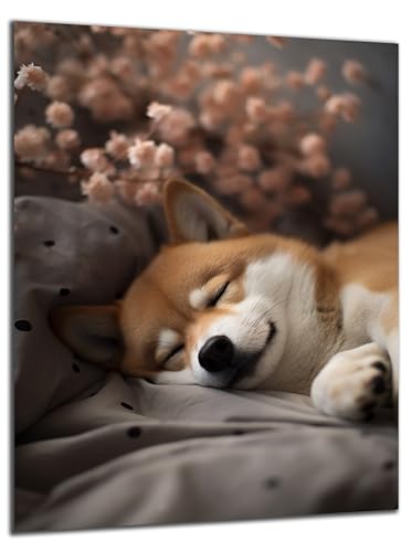 Munera Design - Bild 30x40 - schlafender Hund Welpe Akita - Wand-Bilder Wohnzimmer von Munera Design