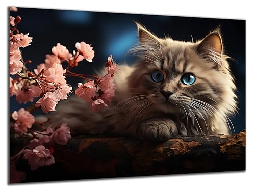 Munera Design - Bild 40x60 - Katzen-Bilder Kätzchen Blumen - Wand-Bilder Wohnzimmer von Munera Design