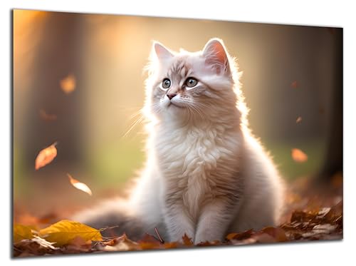 Munera Design - Bild 40x60 - Katzen-Bilder Kitten sitzend helles Fell - Wand-Bilder Wohnzimmer von Munera Design