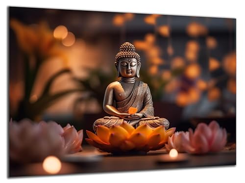 Munera Design - Bild 40x60 - Lotus-Blume kleiner Buddha - Wand-Bilder Wohnzimmer von Munera Design