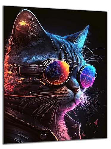 Munera Design - Bild 56x84 - Katzen-Bilder Katze Sonnenbrille von der Seite - Wand-Bilder Wohnzimmer von Munera Design