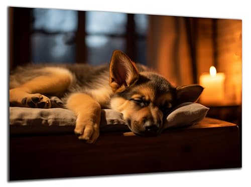 Munera Design - Bild 56x84 - schlafender Hund Welpe deutscher Schäferhund - Wand-Bilder Wohnzimmer von Munera Design