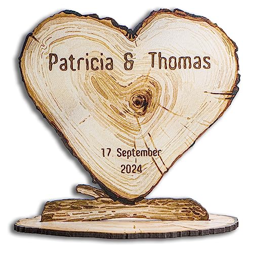 Munera Design - Herz mit Gravur - Wunschtext 20x20cm - Geschenk Liebe, Hochzeit, Familie (Herz) von Munera Design