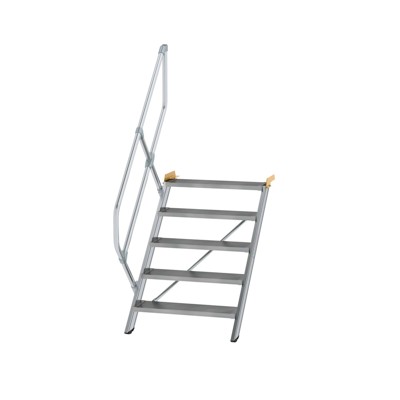 Alutreppe 5 Stufen, 45°, Breite 800mm, einseitiger Handlauf, Stufentiefe 240mm von Munk Günzburger Steigtechnik