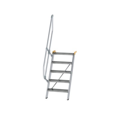 Alutreppe 5 Stufen, 60°, Breite 600mm, einseitiger Handlauf, Stufentiefe 200mm von Munk Günzburger Steigtechnik
