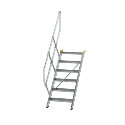 Alutreppe 6 Stufen, 45°, Breite 600mm, einseitiger Handlauf, Stufentiefe 240mm von Munk Günzburger Steigtechnik