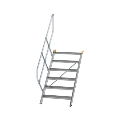 Alutreppe 6 Stufen, 45°, Breite 800mm, einseitiger Handlauf, Stufentiefe 240mm von Munk Günzburger Steigtechnik
