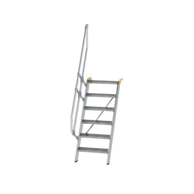 Alutreppe 6 Stufen, 60°, Breite 600mm, einseitiger Handlauf, Stufentiefe 200mm von Munk Günzburger Steigtechnik