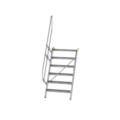 Alutreppe 6 Stufen, 60°, Breite 800mm, einseitiger Handlauf, Stufentiefe 200mm von Munk Günzburger Steigtechnik