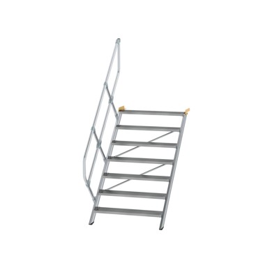 Alutreppe 7 Stufen, 45°, Breite 1000mm, einseitiger Handlauf, Stufentiefe 240mm von Munk Günzburger Steigtechnik