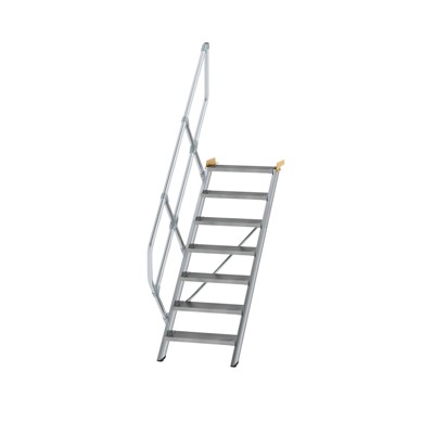 Alutreppe 7 Stufen, 45°, Breite 600mm, einseitiger Handlauf, Stufentiefe 240mm von Munk Günzburger Steigtechnik