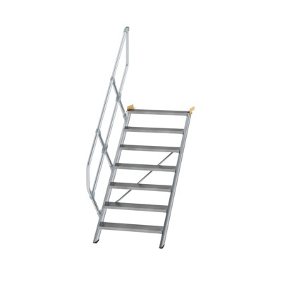 Alutreppe 7 Stufen, 45°, Breite 800mm, einseitiger Handlauf, Stufentiefe 240mm von Munk Günzburger Steigtechnik