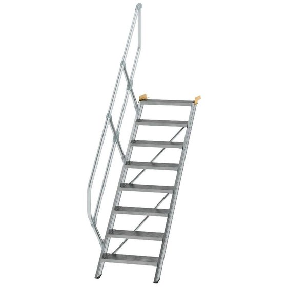 MUNK Günzburger Steigtechnik - Alutreppe 8 Stufen, 45°, Breite 600mm, einseitiger Handlauf, Stufentiefe 240mm von Munk Günzburger Steigtechnik