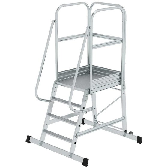 MUNK Günzburger Steigtechnik - Podesttreppe 4 Stufen, fahrbar Plattformbreite 650mm L 800mm, Stufentiefe 80mm von Munk Günzburger Steigtechnik